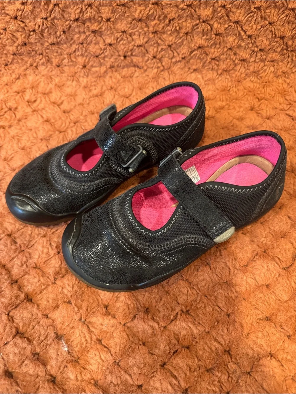 Kids Black Mary Jane Shoes with Pink Lining